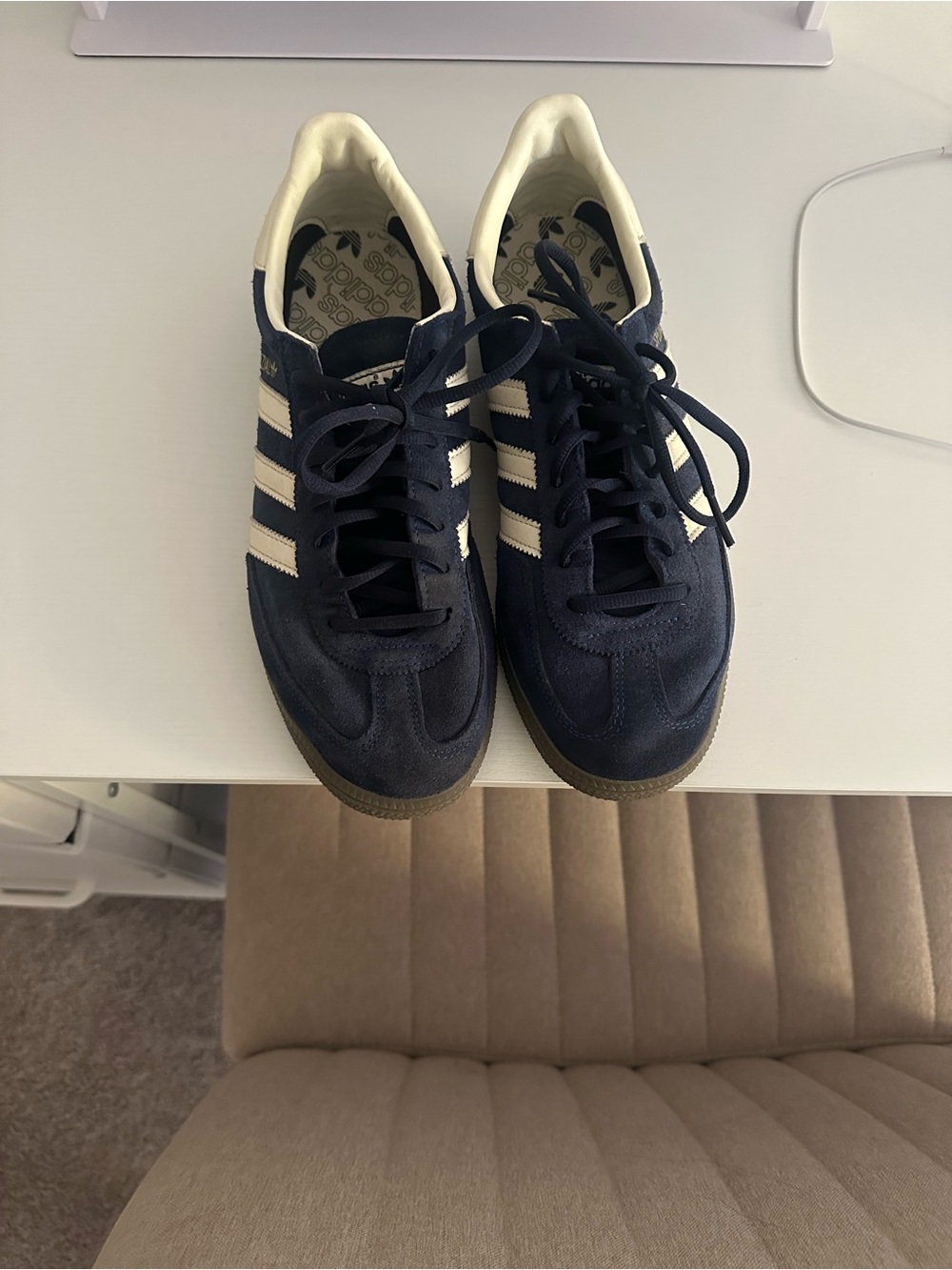 adidas Navy and White Retro Suede Sneakers